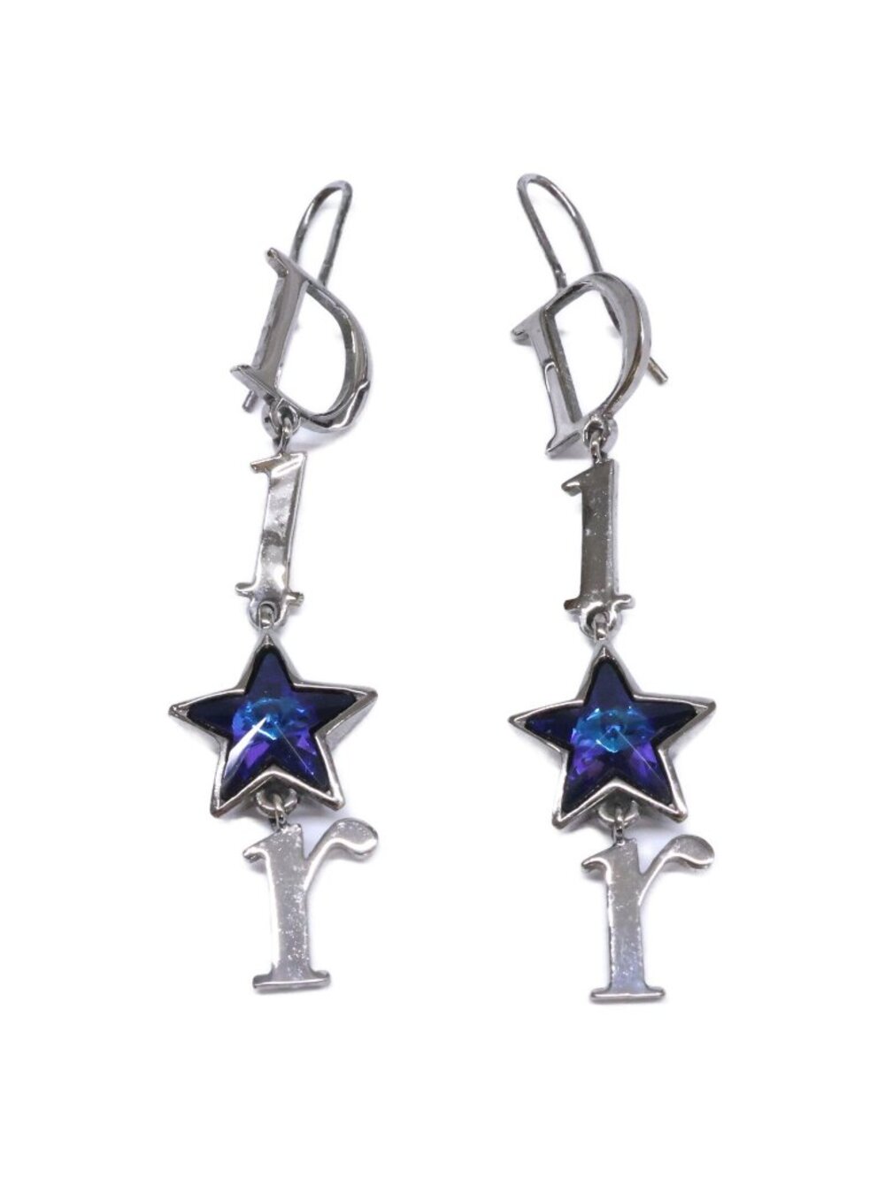 Dior Blue Star Logo Dangle Earrings
